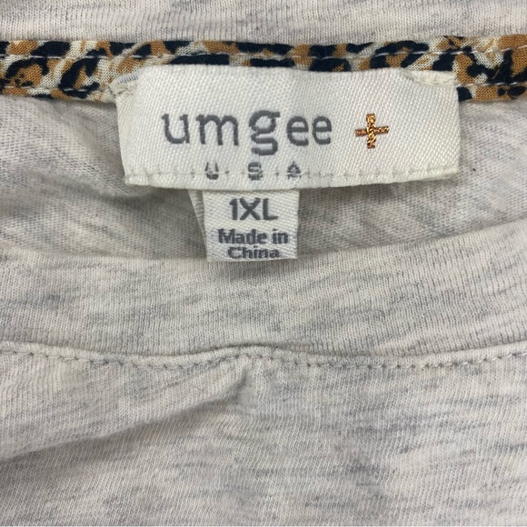 Umgee Plus Oatmeal Shirt With Animal Print Trim Size 1XL - Picture 7 of 8